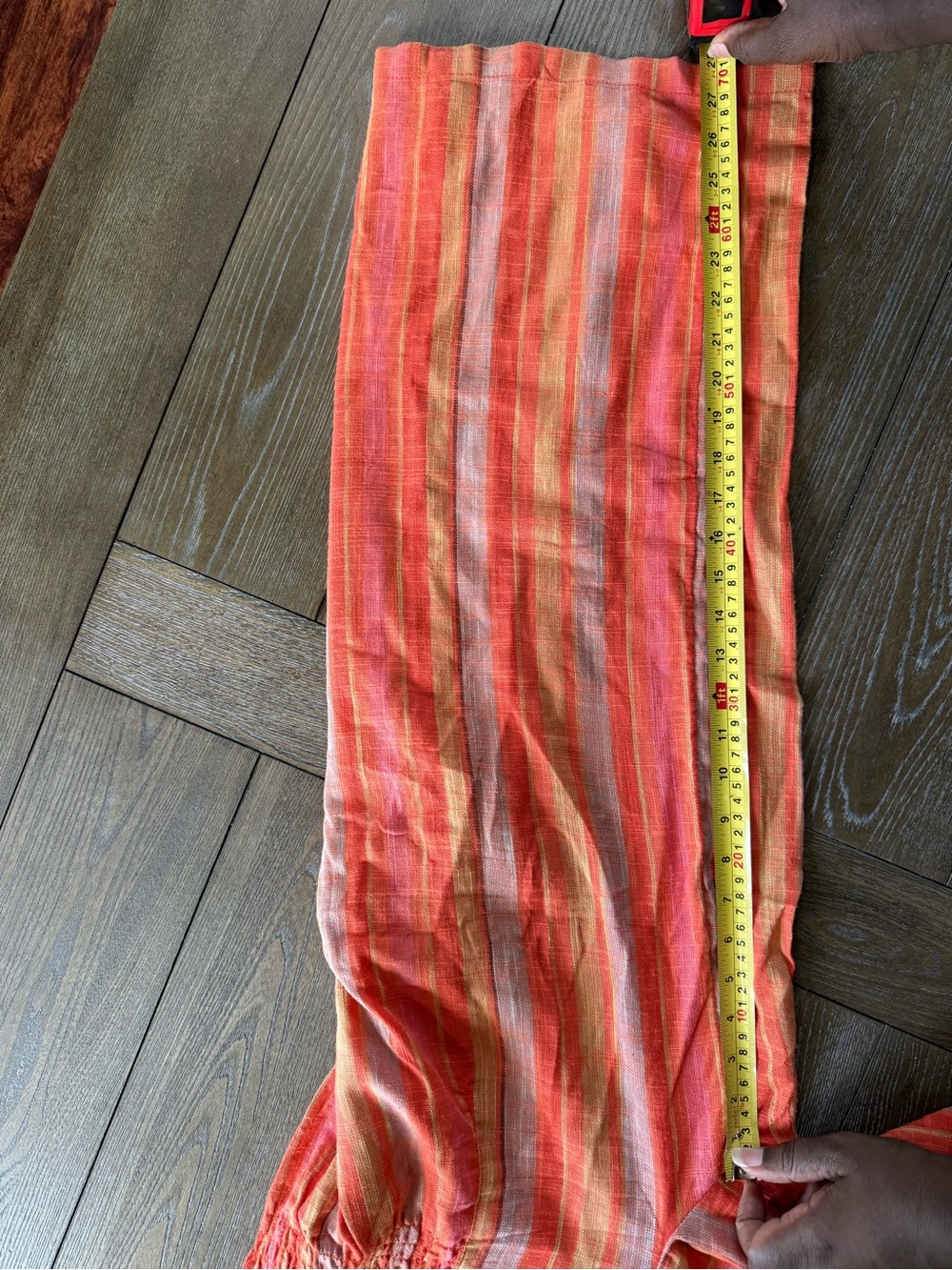 Free People Wide Leg Striped Pull-On Pants in Coral Orange - Picture 3 of 5